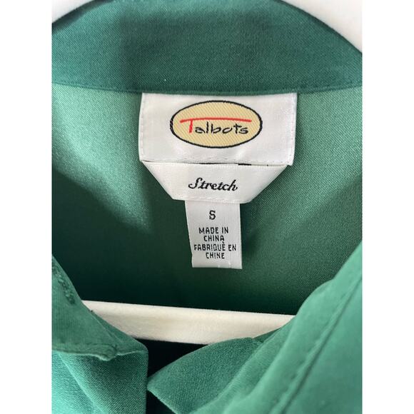 Vintage Talbots Stretch Green Button Up Shirt womens size small - Picture 3 of 6